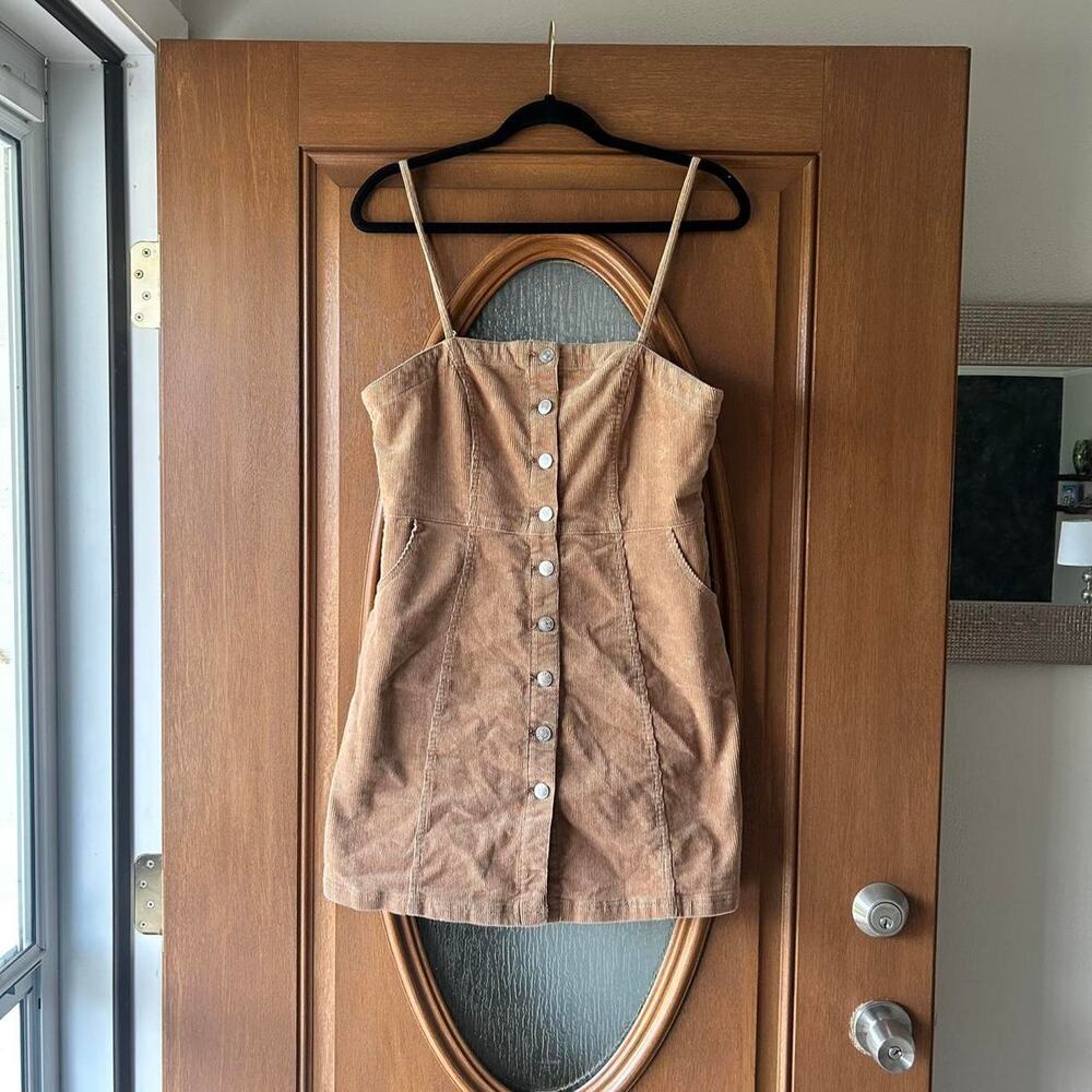 Large womens love tree tan Corduroy‎ Button up Jumper EUC
